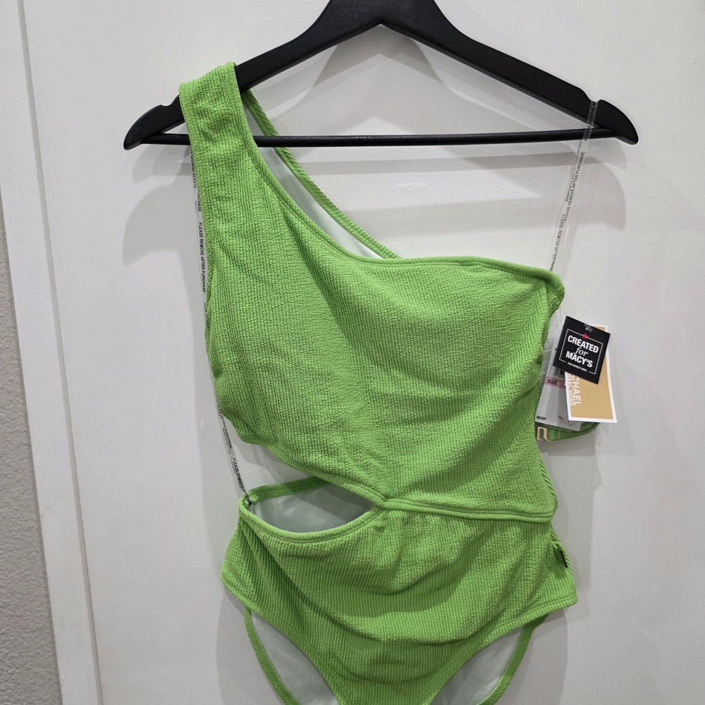 Green One-Shoulder Cutout Swimsuit